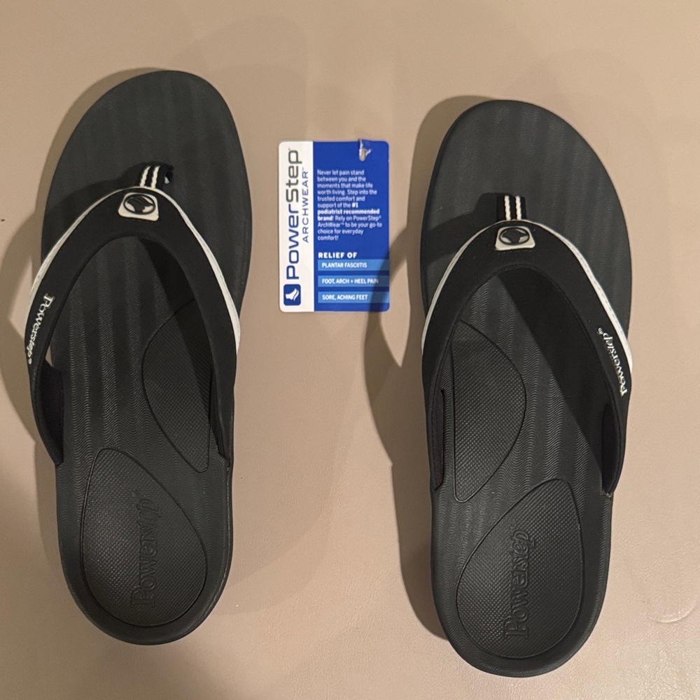 Powerstep Black Recovery Flip Flops